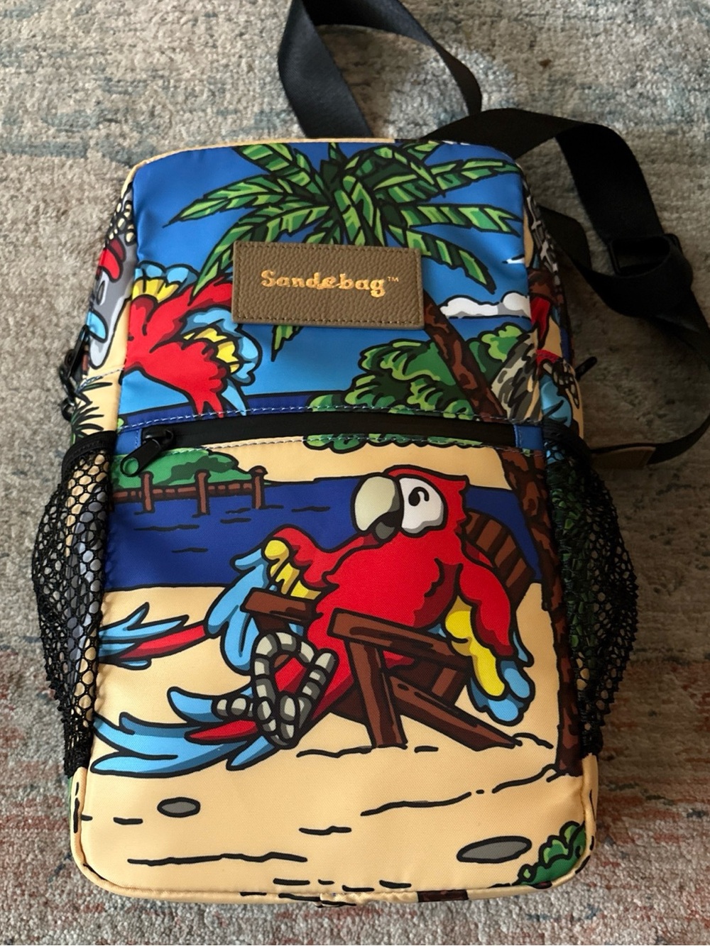 SandeBag by Sling Quick Trip Transforming Backpack Cooler Parrot Party NWOT